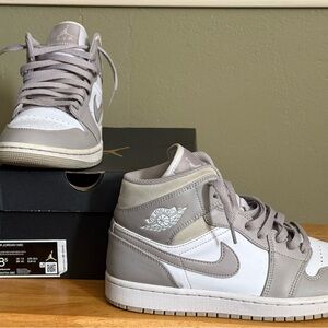 Air Jordan Mid Sneakers in Gray and White